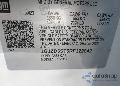 2024 Chevrolet Malibu Fwd 1Lt from USA, damaged, VIN 1G1ZD5ST5RF122842